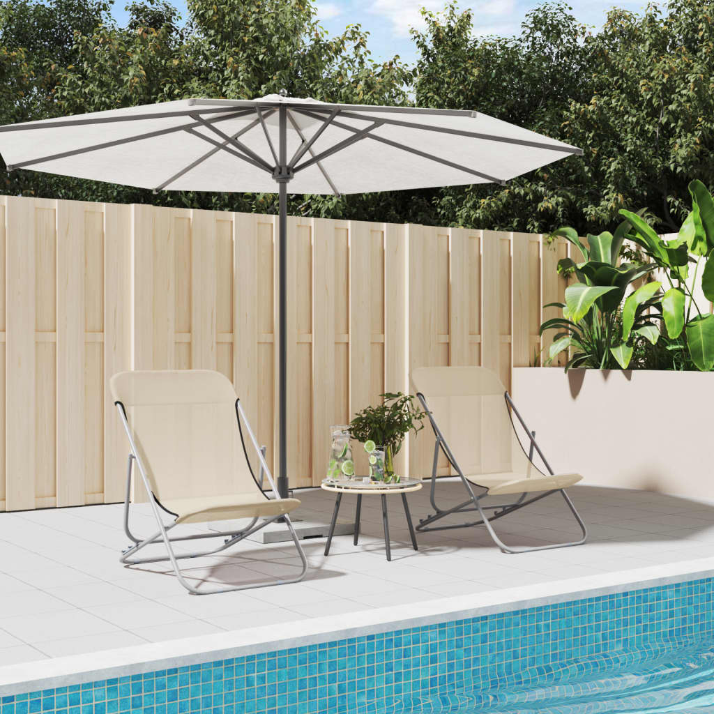 2er Set Strandstühle Creme Textilene
