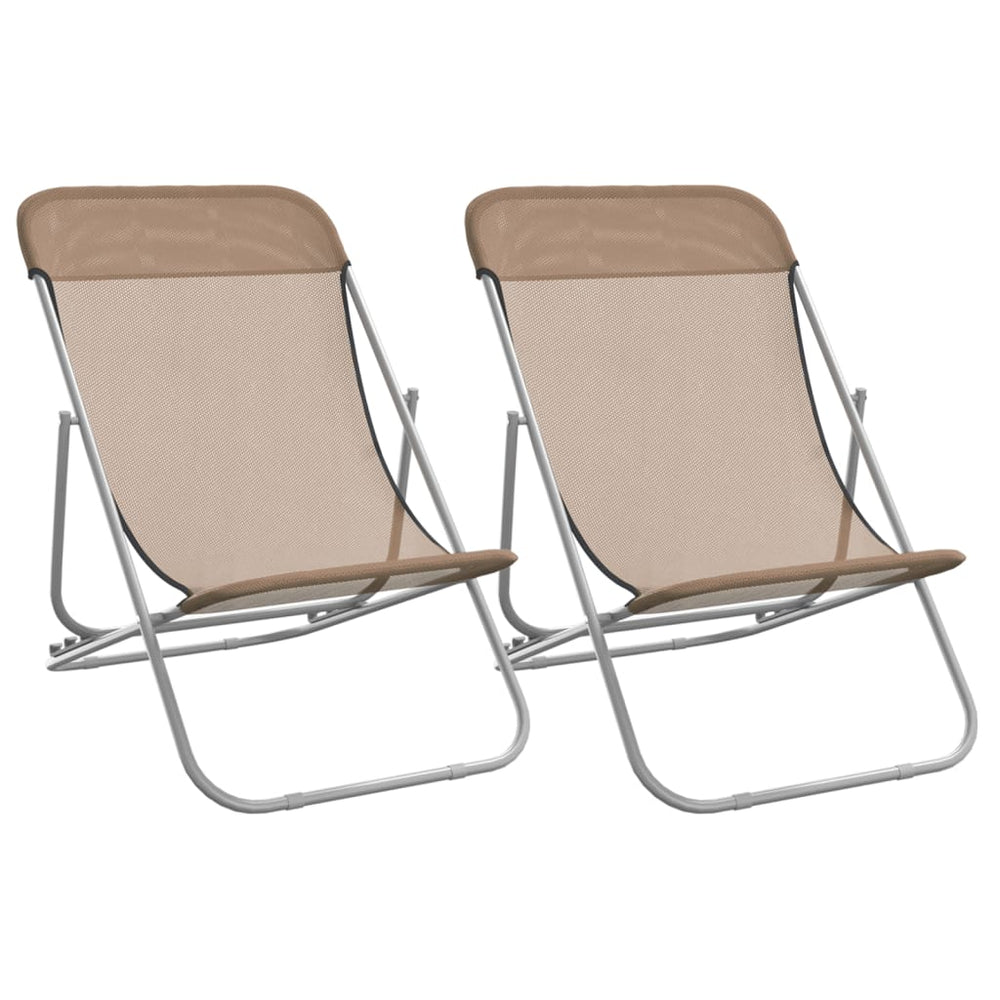 vidaXL Chaises de plage 2 pcs. taupe textilène et acier enduit de poudre