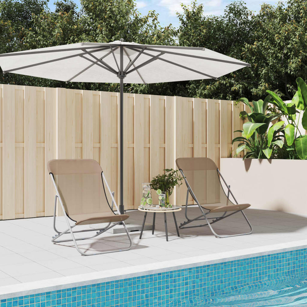 vidaXL Chaises de plage 2 pcs. taupe textilène et acier enduit de poudre