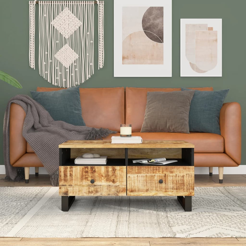 vidaXL Table basse 80x54x40 cm bois de manguier massif et bois d'ingénierie