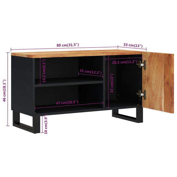 vidaXL Meuble TV 80x33x46 cm Bois d'acacia massif et bois d'ingénierie