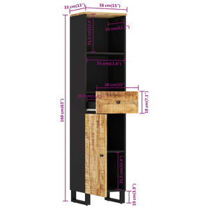 Mango Badschrank Massivholz 38x33x160 cm