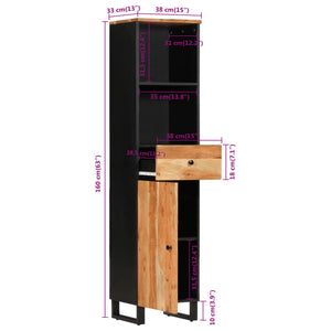 Akazie Badschrank Massivholz 38x33x160cm