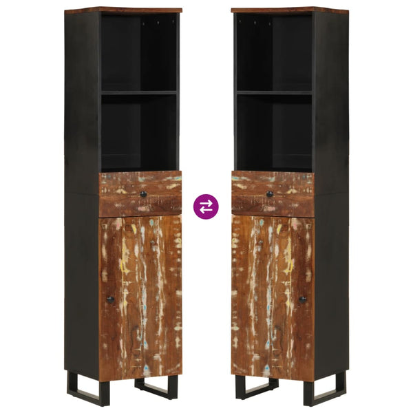 Badschrank Altholz Massivholz 38x33x160 cm