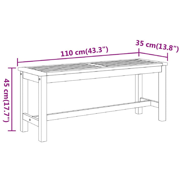vidaXL Banc de jardin 110x35x45 cm Bois d'acacia massif