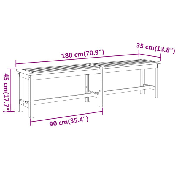 vidaXL Banc de jardin 180x35x45 cm Bois d'acacia massif