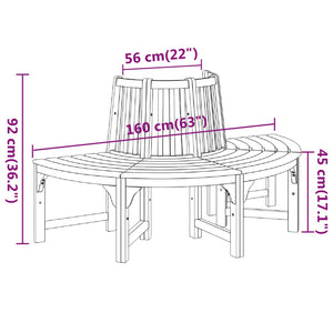 Halbrunde Baumbank Ø160cm Eukalyptusholz