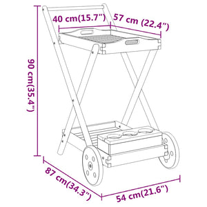 Teewagen aus Akazienholz 54x87x90 cm