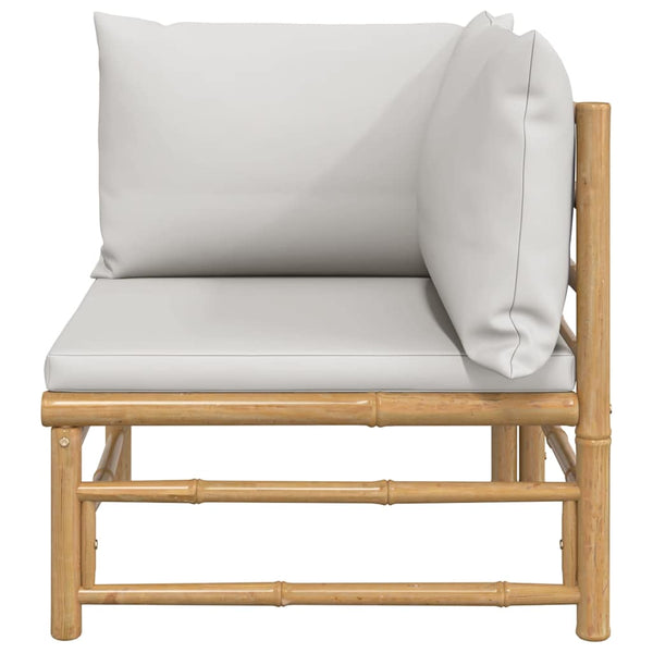 vidaXL Garden Corner Sofa with Light Gray Cushions Bamboo
