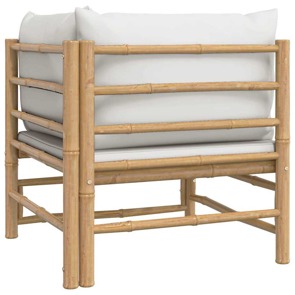 vidaXL Garden Corner Sofa with Light Gray Cushions Bamboo