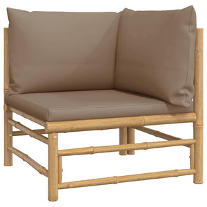 Garten Ecksofa Bambus mit Taupe Kissen
