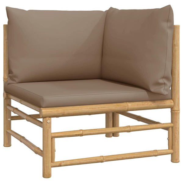 Garten Ecksofa Bambus mit Taupe Kissen