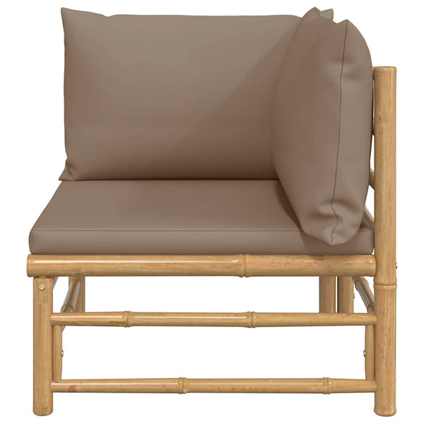Garten Ecksofa Bambus mit Taupe Kissen