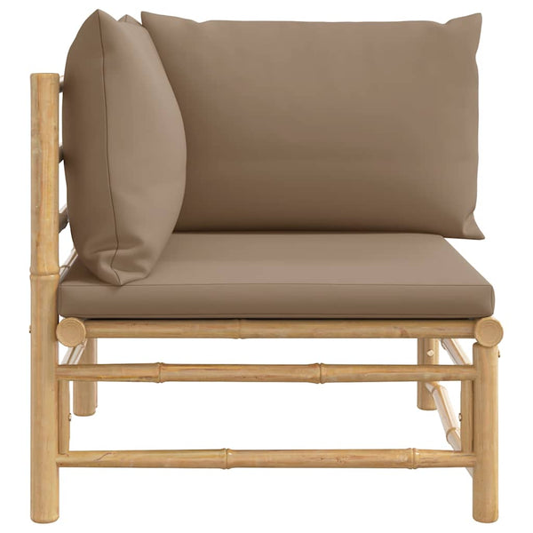 Garten Ecksofa Bambus mit Taupe Kissen