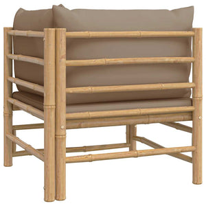 Garten Ecksofa Bambus mit Taupe Kissen