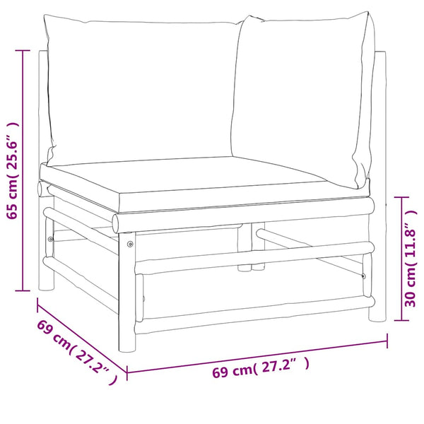 Garten Ecksofa Bambus mit Taupe Kissen