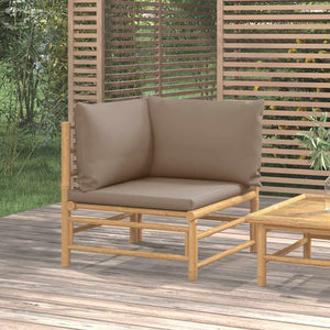 Garten Ecksofa Bambus mit Taupe Kissen
