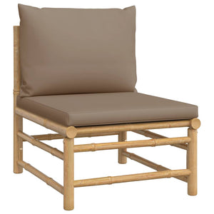 Garten Mittelsofa Bambus Taupe Kissen