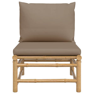 Garten Mittelsofa Bambus Taupe Kissen