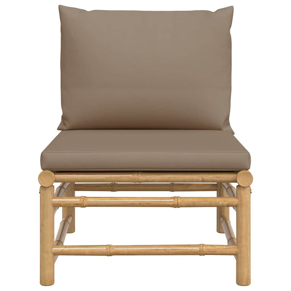Garten Mittelsofa Bambus Taupe Kissen