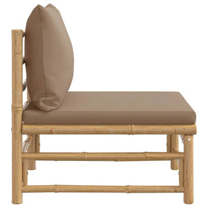 Garten Mittelsofa Bambus Taupe Kissen