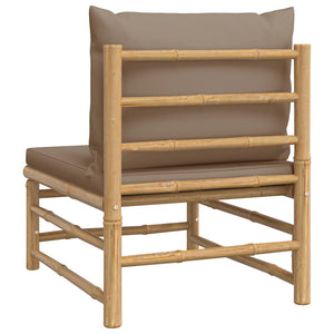 Garten Mittelsofa Bambus Taupe Kissen