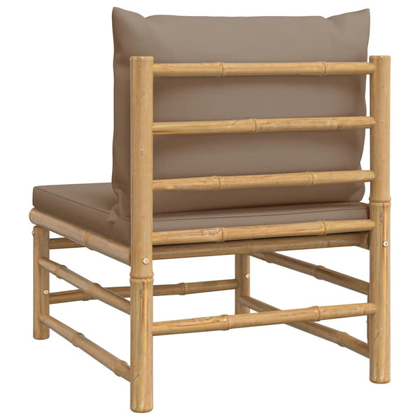 Garten Mittelsofa Bambus Taupe Kissen