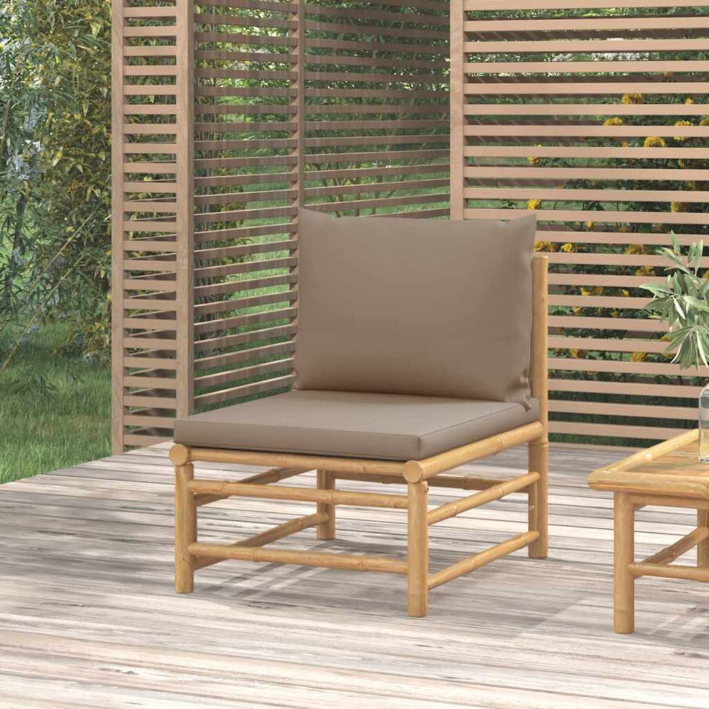 vidaXL Garden Center Sofa with Taupe Cushions Bamboo
