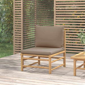 Garten Mittelsofa Bambus Taupe Kissen