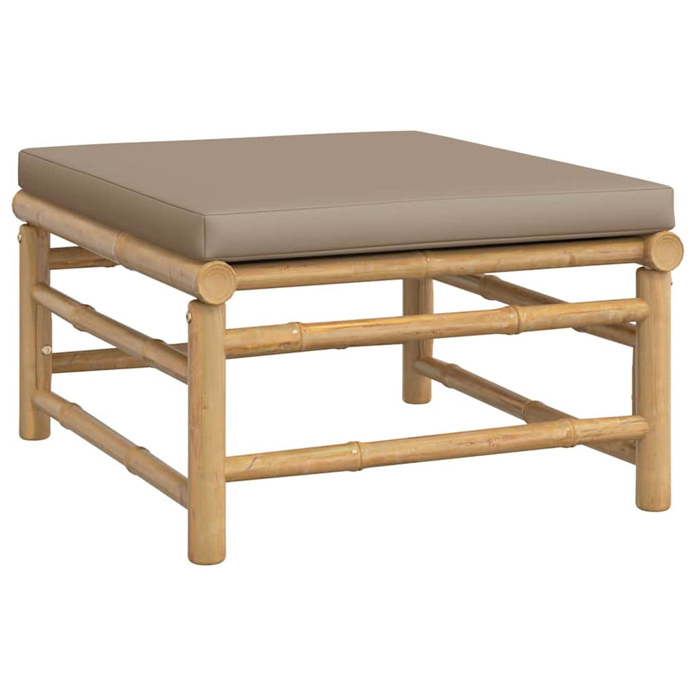 Gartenhocker Bambus mit Taupe Kissen