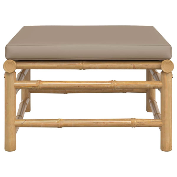 Gartenhocker Bambus mit Taupe Kissen