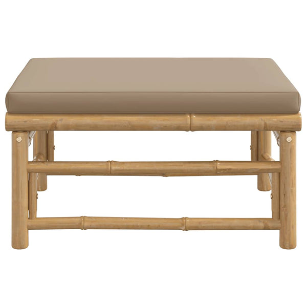 Gartenhocker Bambus mit Taupe Kissen