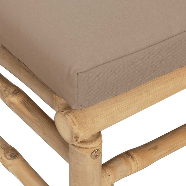 Gartenhocker Bambus mit Taupe Kissen
