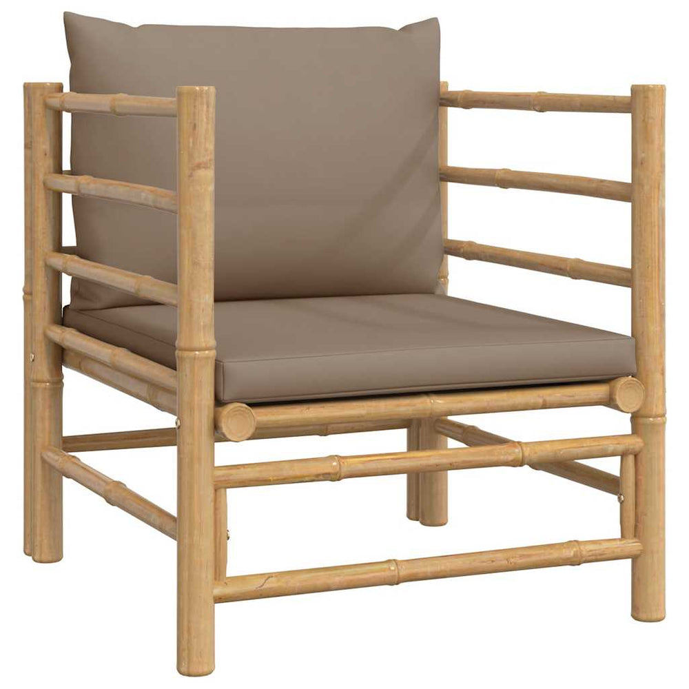 Gartensessel Bambus mit Taupe Kissen