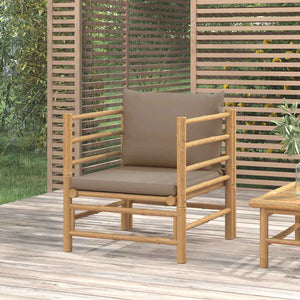 Gartensessel Bambus mit Taupe Kissen