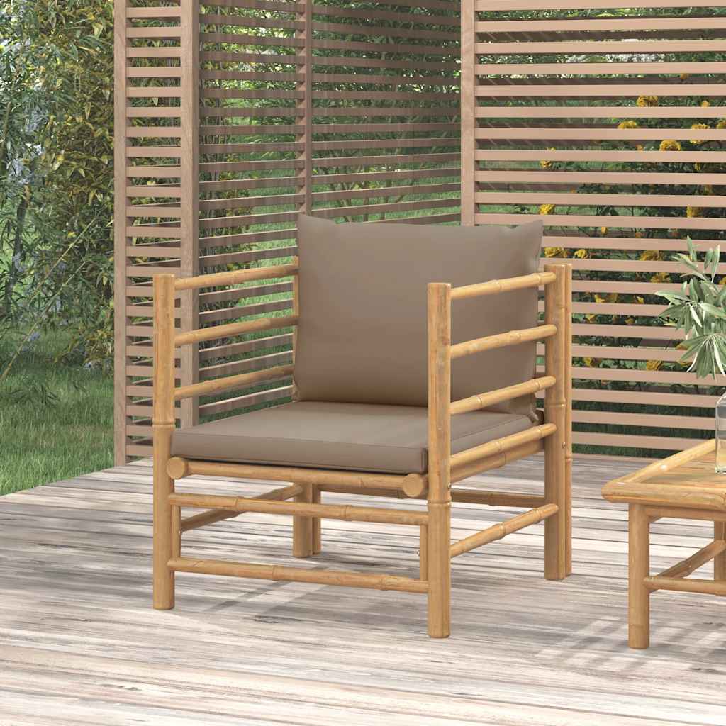Gartensessel Bambus mit Taupe Kissen