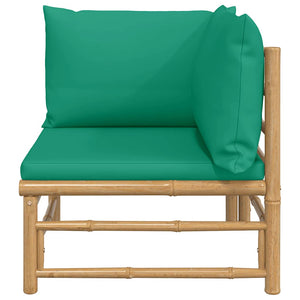 Garten Ecksofa Bambus mit Grünen Kissen