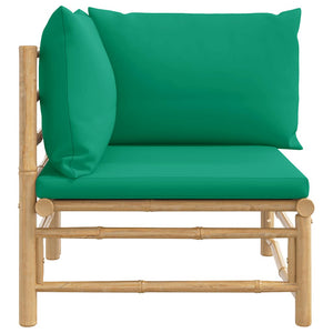 Garten Ecksofa Bambus mit Grünen Kissen