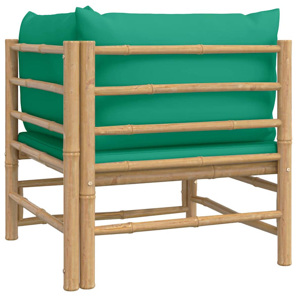 Garten Ecksofa Bambus mit Grünen Kissen