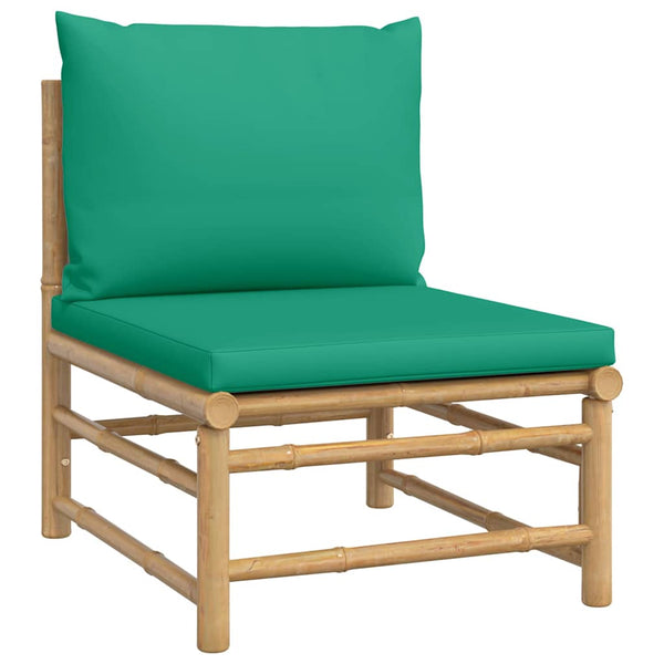 Garten Mittelsofa Bambus mit Grünen Kissen