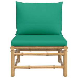 Garten Mittelsofa Bambus mit Grünen Kissen