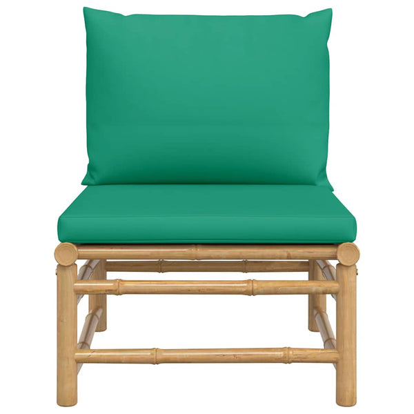 Garten Mittelsofa Bambus mit Grünen Kissen