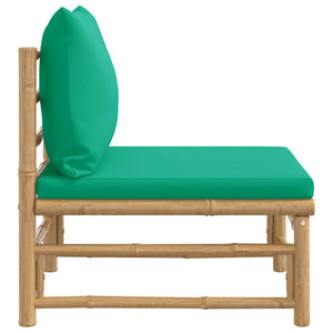Garten Mittelsofa Bambus mit Grünen Kissen
