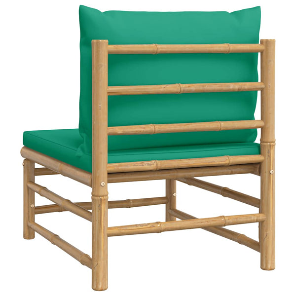 Garten Mittelsofa Bambus mit Grünen Kissen