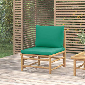 Garten Mittelsofa Bambus mit Grünen Kissen