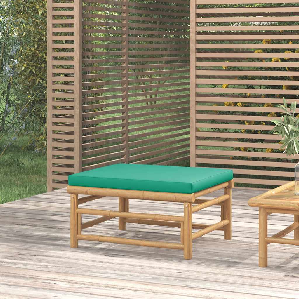 Gartenhocker Bambus mit Grünem Kissen