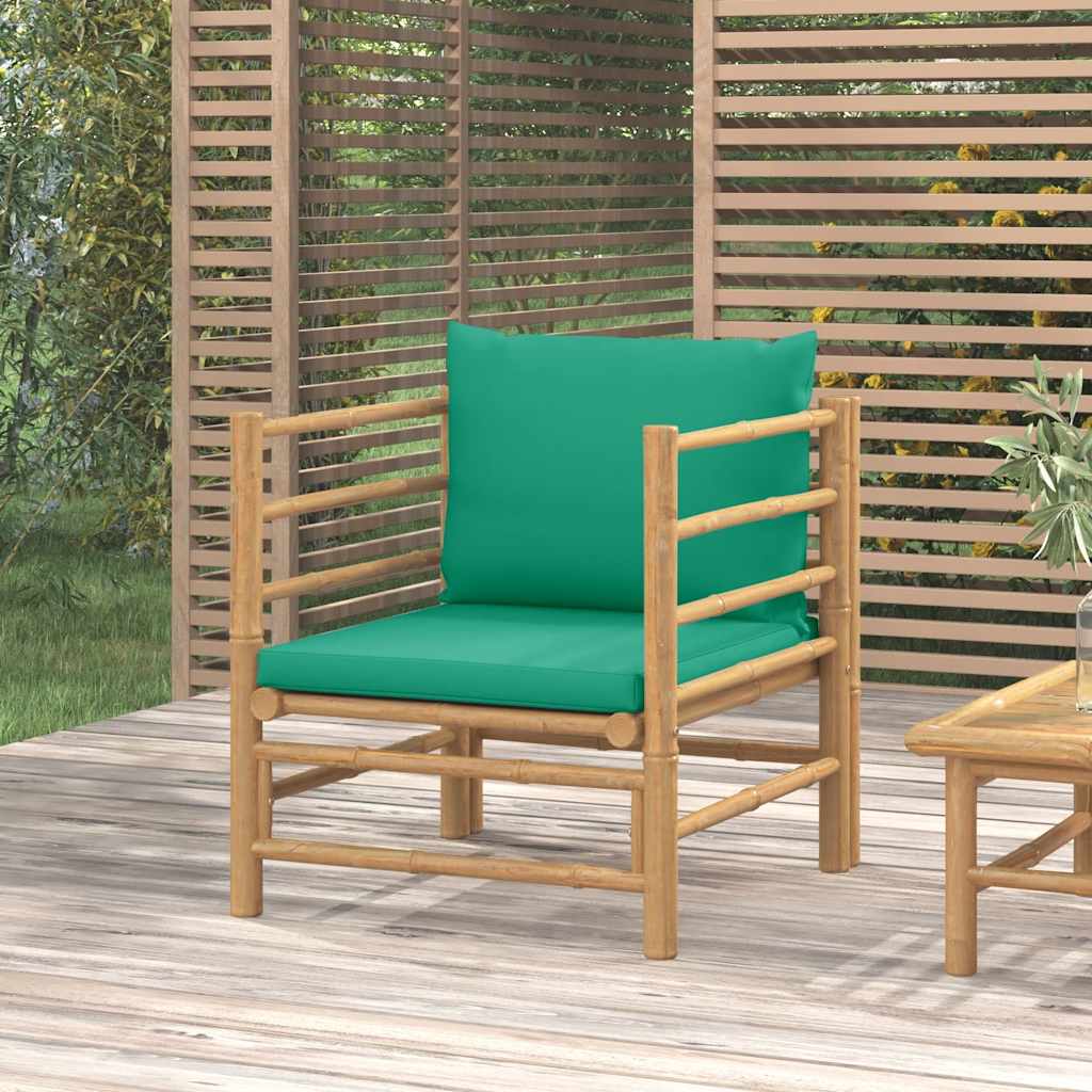 Gartensessel Bambus mit Grünen Kissen