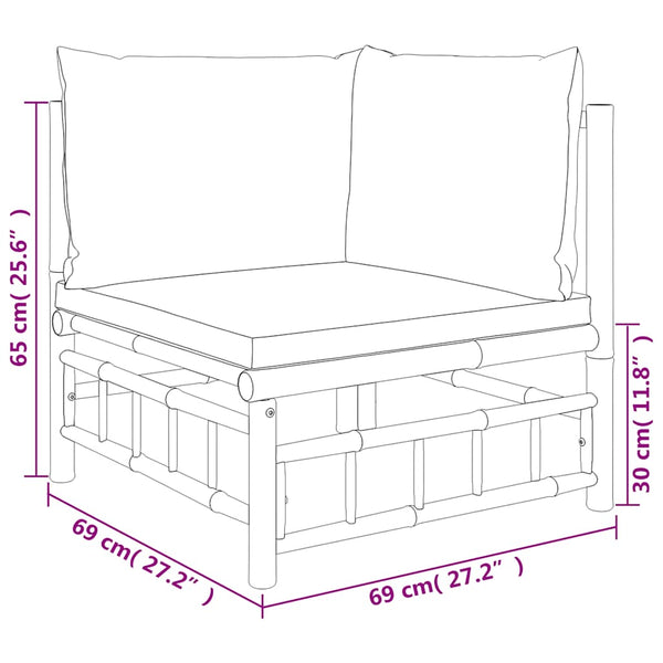 Garten Ecksofa mit Kissen, Bambus