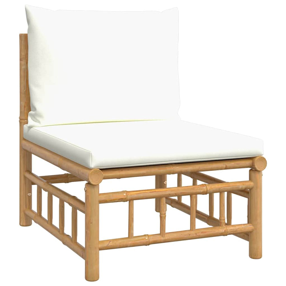 vidaXL Garden Centre Sofa with Cream White Cushions Bamboo