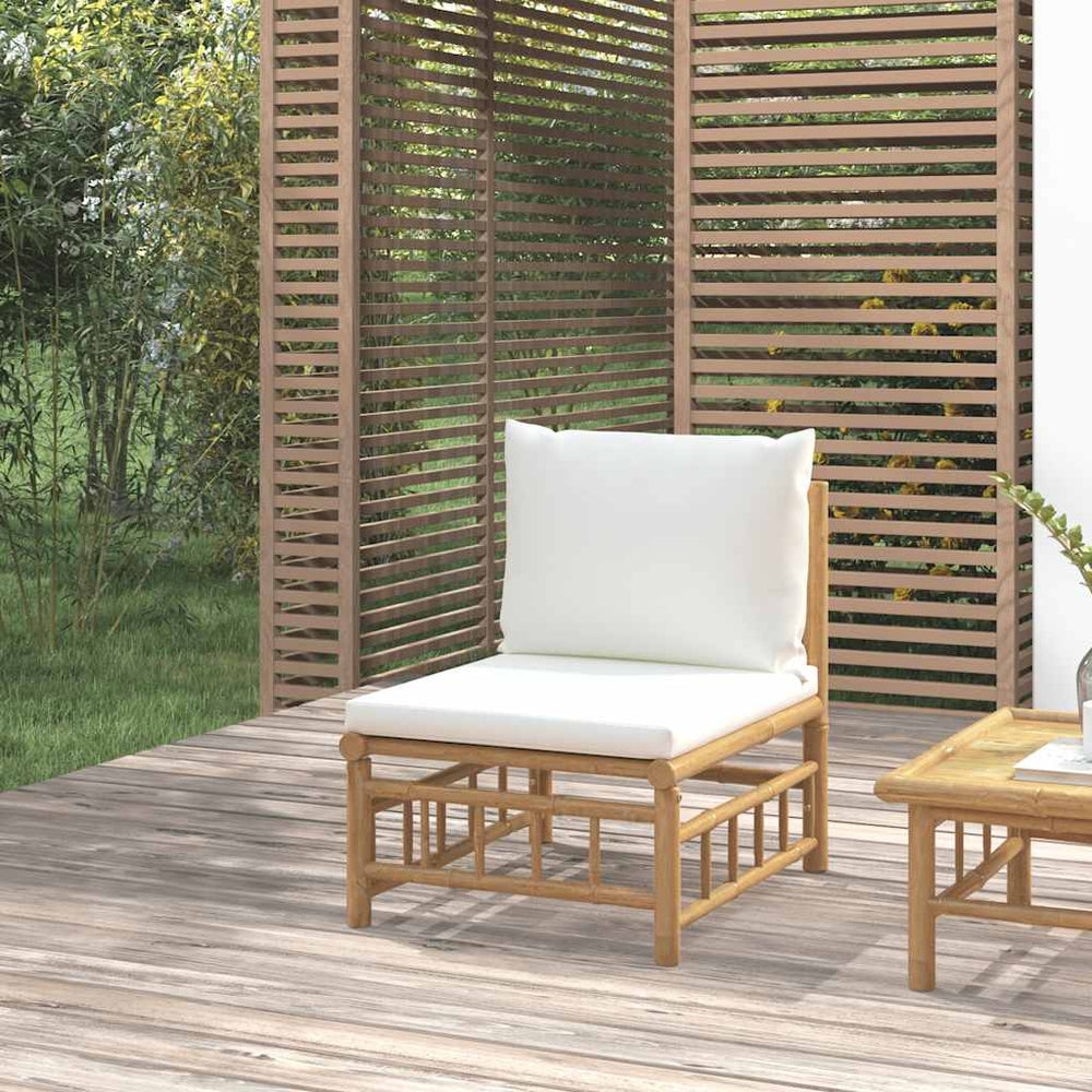 vidaXL Garden Centre Sofa with Cream White Cushions Bamboo